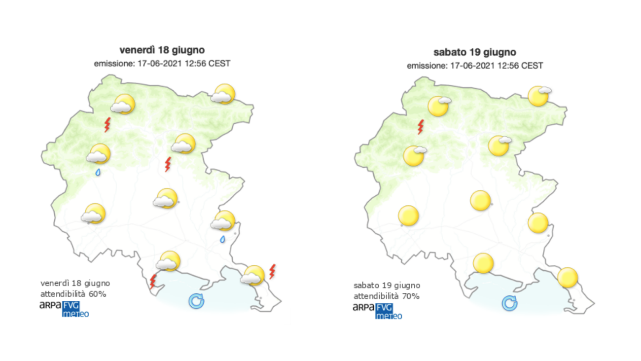 Immagine per Ancora caldo e sole sul Goriziano, incognita pioggia al mattino